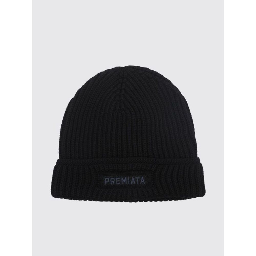 Premiata Men Merino Wool Beanie Hat Premiata With Contrast Logo And Cuffed Hem